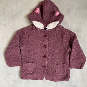 Baby Gap Fox Hoodie Cardigan Sweater 18–24 Months Woodland Forest Animal Scandi